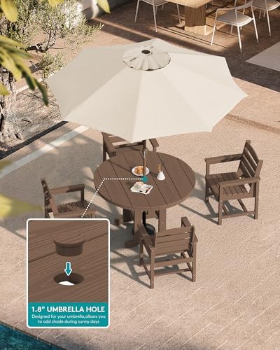 SERWALL 5-Piece HDPE Round Dining Set, 4 Chairs - Image 5