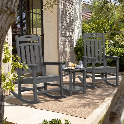 Outdoor Rocking Chairs Set of 3, Oversized Rocking Chair, All Weather - Image 2