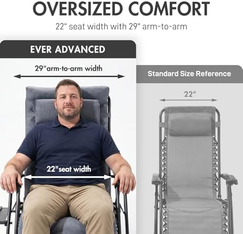 EVER ADVANCED Aluminum Zero Gravity Chair, 2.4" Padded, 350 lb Capacity - Image 5