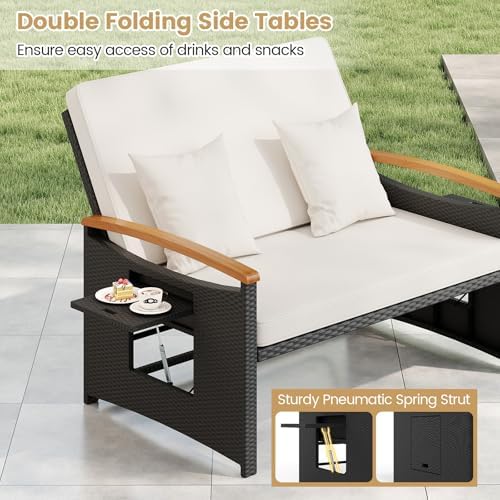 Tangkula Patio Rattan Daybed, Outdoor Wicker Loveseat - Image 7
