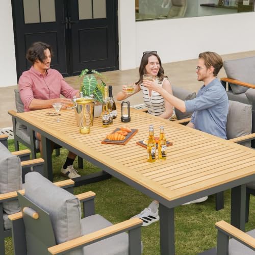 homary 10-Piece Teak Aluminum Dining Set - Image 7