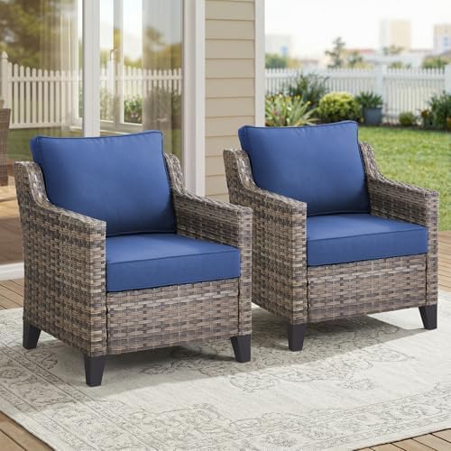 Patio Chairs Set of 2, Outdoor Wicker Chairs by Belord