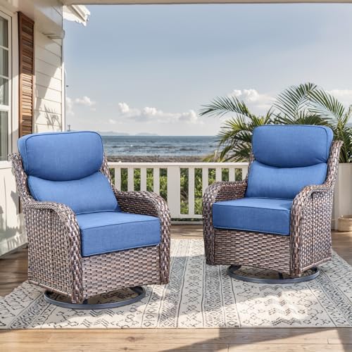 5-Piece Wicker Swivel Patio Chairs and Fire Pit Table Set - Image 7