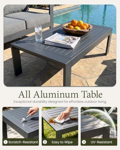 4 Pieces Aluminum Outdoor Patio Furniture Set, Metal Modern Conversation Sofa - Image 7