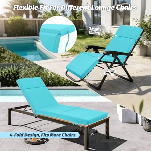 2 Pack Teal Outdoor Chaise Lounge Cushions - Image 5
