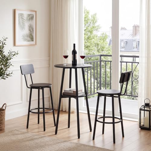 HOOBRO 3 Pieces Round Bar Height Table and Chairs Set, Round Dining Table Set - Image 3