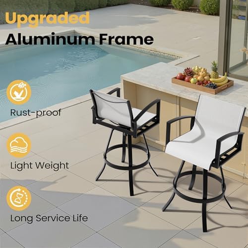 30" Outdoor Swivel Bar Stools Set of 6, Sunbrella Bar Height Chairs - Image 6