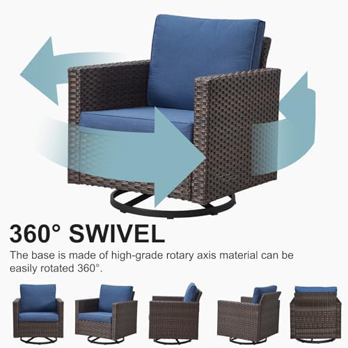 Outdoor Bistro Set 3 Piece Wicker Swivel Rocker Patio Chairs, Oversize Outdoor - Image 5