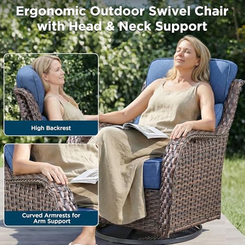 Luxury Outdoor Swivel Rocker Patio Chairs-4 Pieces High Back Swivel Rocker - Image 6