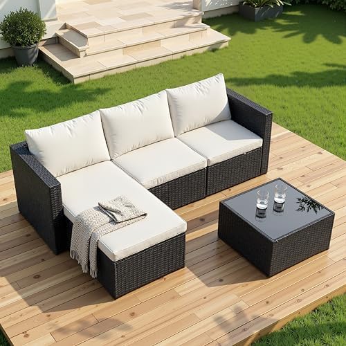 Shintenchi Outdoor Sectional Patio Furniture Set 4-Piece, All-Weather PE Rattan by Shintenchi%7CFurnitureMadeforRealLife