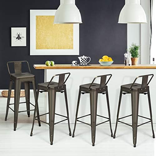 COSTWAY 30 Inch Stackable Metal Bar Stools Set of 4 - Image 2