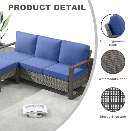 3 Seat Outdoor Wicker Couch, Rattan Patio Sofa - Image 2