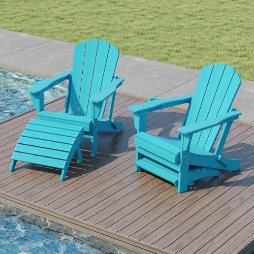 Domi Adirondack Ottoman Footstool, HDPE Outdoor Ottoman Foot Rest - Image 6