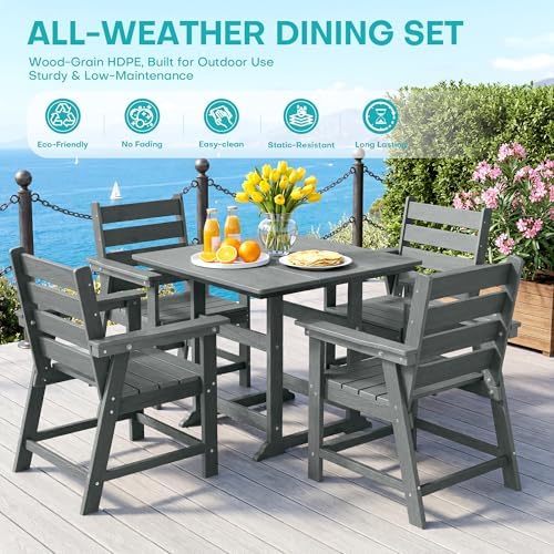 HDPE Outdoor Dining Set, Patio Dining Set of 5 - Image 3