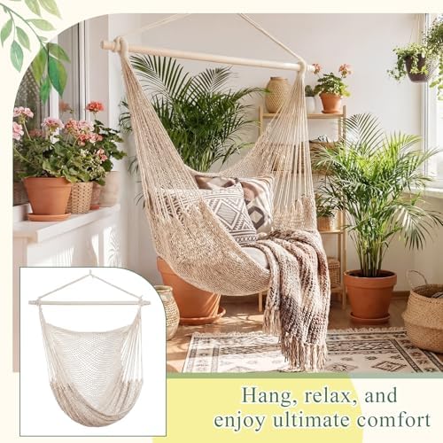 Barydat 1 Pcs Hanging Hammock Chair Boho Swing Chair - Image 4