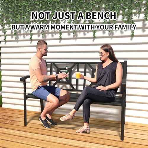 50 Inches Outdoor Bench Park Patio Furniture Garden Bench Seating - Image 5