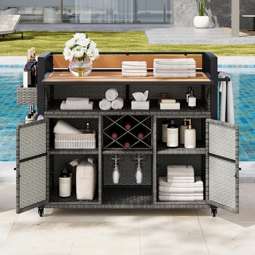 Outdoor Bar Table on Wheels by BEDGJH