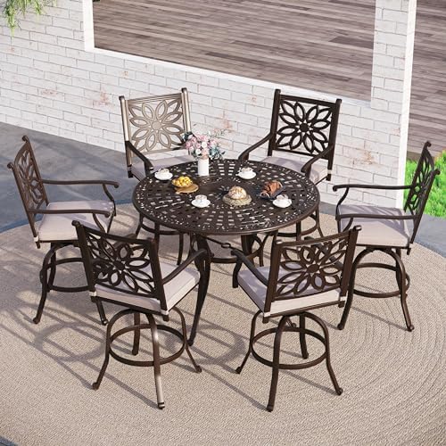 Sophia & William 7-Piece Cast Aluminium Bar Height Patio Set - Image 2