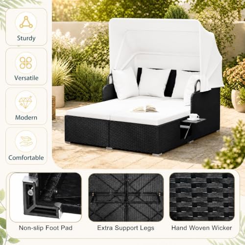 COSTWAY Outdoor Daybed with Retractable Canopy - Image 6
