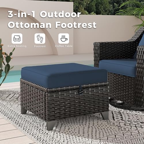 4 Piece Patio Furniture Set, Wicker Outdoor Conversation Set - Image 6