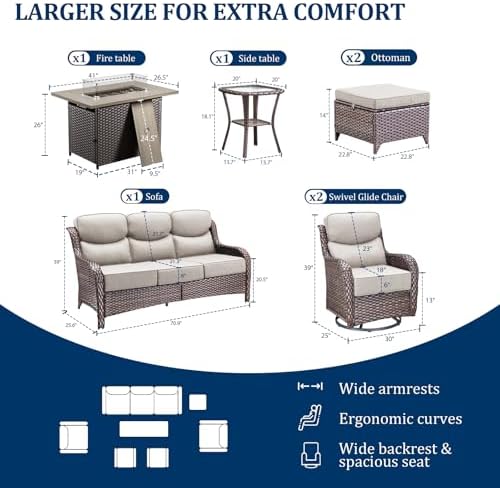 Luxury Swivel Rocker Chairs Fire Pit Set - Image 4