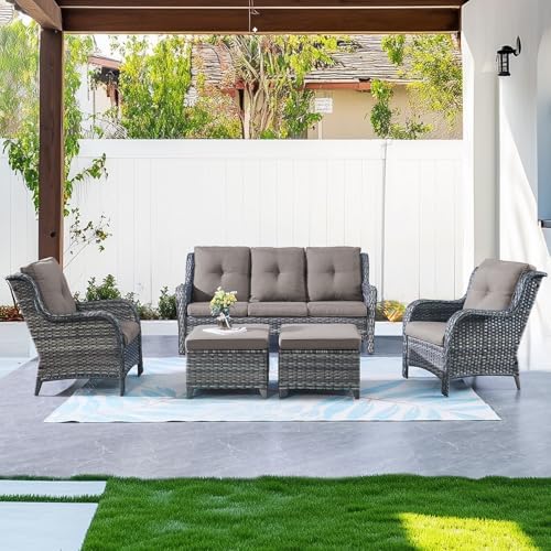 Outdoor Wicker Furniture 5 Pieces Patio Furniture Sofa Set Patio Wicker Chairs by Belord