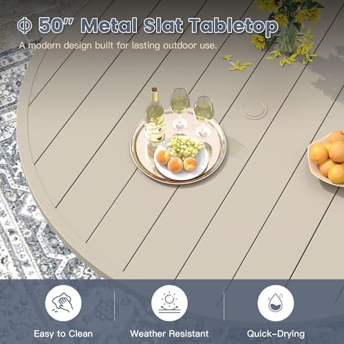 VICLLAX 50" Outdoor Round Patio Dining Table - Image 5