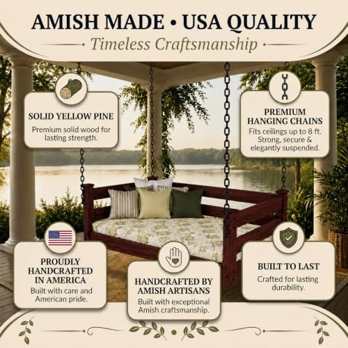 Amish Made Rich Tobacco Twin Bed Hanging Daybed Made in USA - Image 5