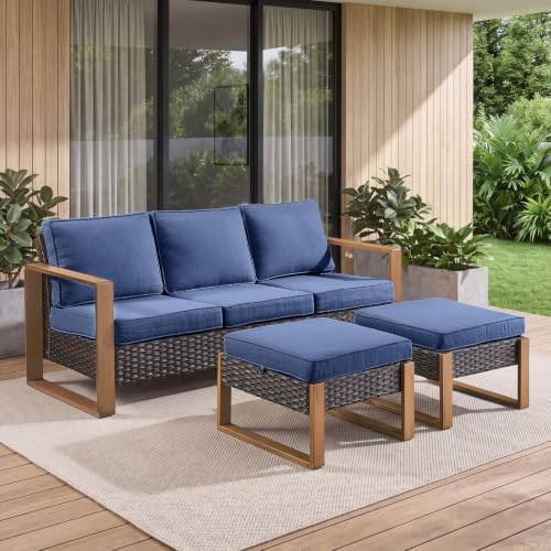3 Pieces Patio Sofa Set with Metal Arm by Pugire