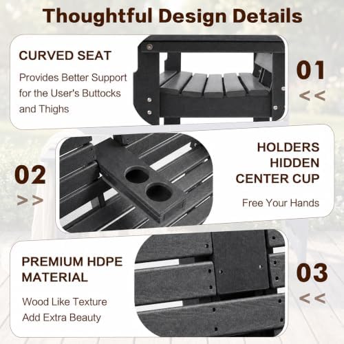 Outdoor Bench, HDPE 2-Person Garden Bench - Image 5