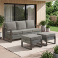 3 Pieces Patio Sofa Set with Metal Arm by Pugire