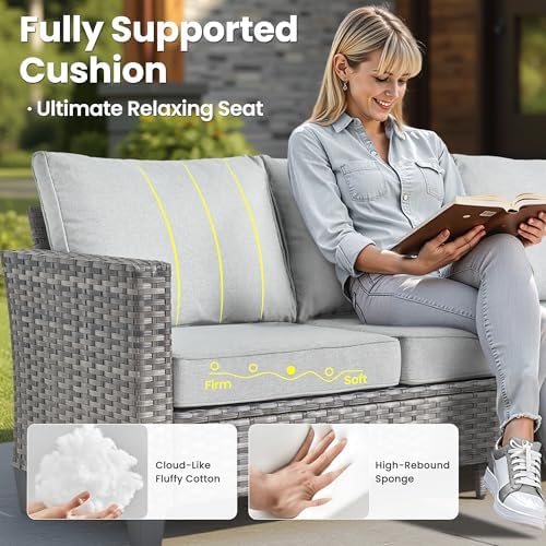 ovios 5 Pieces Patio Furniture Set, Outdoor Wicker Sofa Couch - Image 6