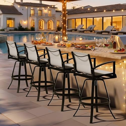 30" Outdoor Swivel Bar Stools Set of 6, Sunbrella Bar Height Chairs - Image 2