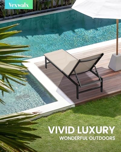 Vexwalx Outdoor Lounge Chairs Set of 3, Aluminum Chaise Lounge Chairs - Image 2