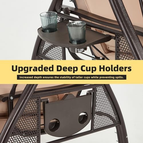 HOMREST 3 Seat Porch Swing - Image 6