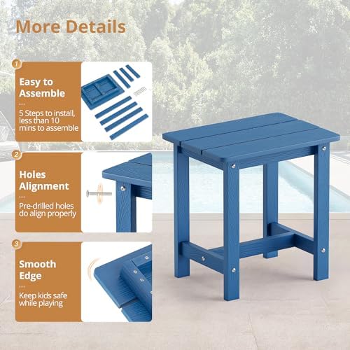 LUE BONA Small Outdoor Side Table, HDPS Adirondack Table - Image 7