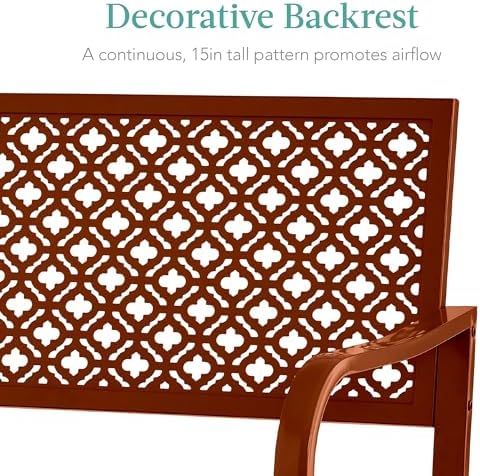 Best Choice Products Outdoor Bench 2-Person Metal Steel Benches Furniture - Image 5