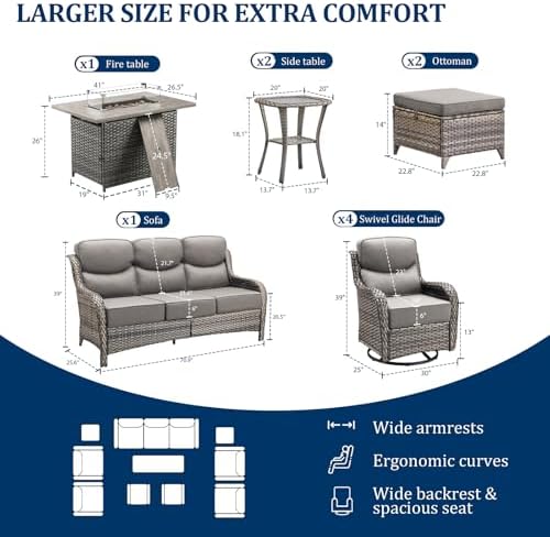 Luxury Swivel Rocker Chairs Fire Pit Set - Image 4