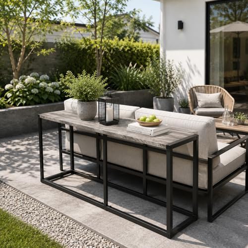 VINGLI Set of 2 47.2 Inch Indoor Outdoor Patio Benches Metal Frame - Image 2