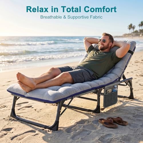 ABORON Tanning Chairs, 2 Pack, 5-Position Padded Folding Loungers - Image 2