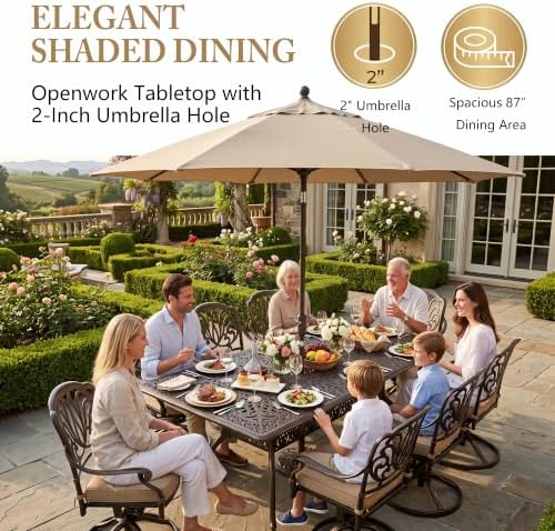 9-Pcs Cast Aluminum Patio Dining Set - Image 5