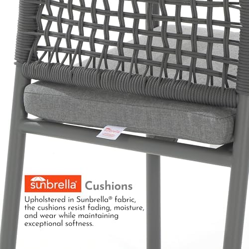 Modern Shade Woven Rope Outdoor Dining Chairs Set of 6, Fade Resistant - Image 4