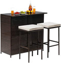 Wicker Patio Furniture 3 Piece Patio Bar Table Set Chairs Wicker Outdoor Rattan by FDW