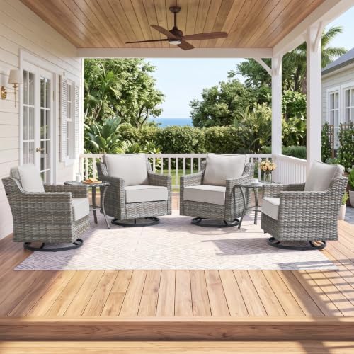 Luxury 6" Thick Cushioned 6-Piece Swivel Rocker Chairs Set by Belord