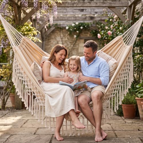 Handmade Tassel Hammock for Outside, 2 Person Tree Hammock for Stand - Image 2