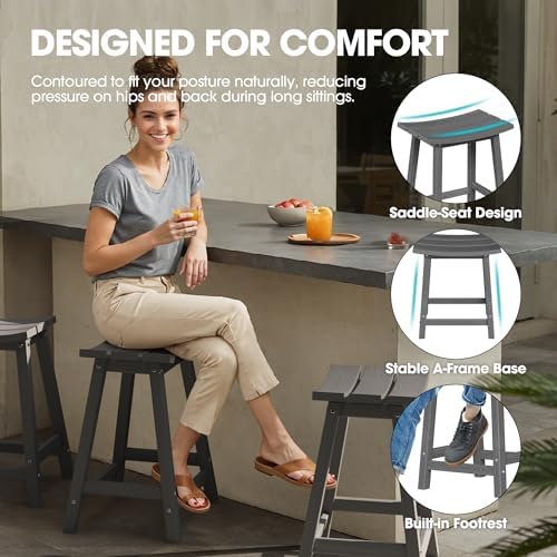 Ciokea 24" Outdoor Counter Height Bar Stools Set of 4 - Image 4