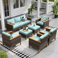 Sophia & William 9 Pieces Wicker Patio Furniture Set, Aqua Blue by SophiaWilliam