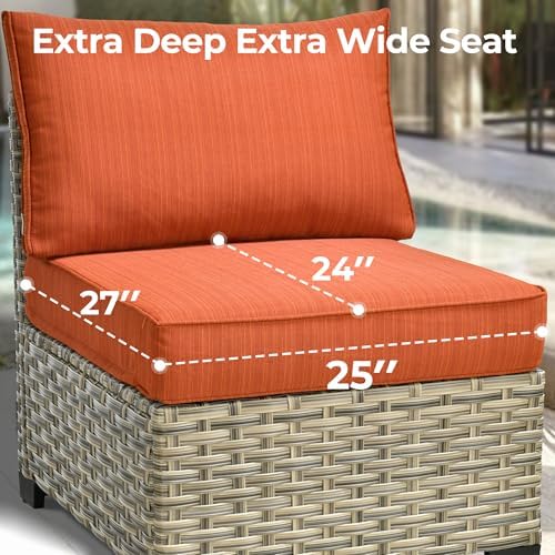 HOOOWOOO Outdoor Sectional Patio Furniture Set, 9 Pieces Wicker Conversation - Image 3