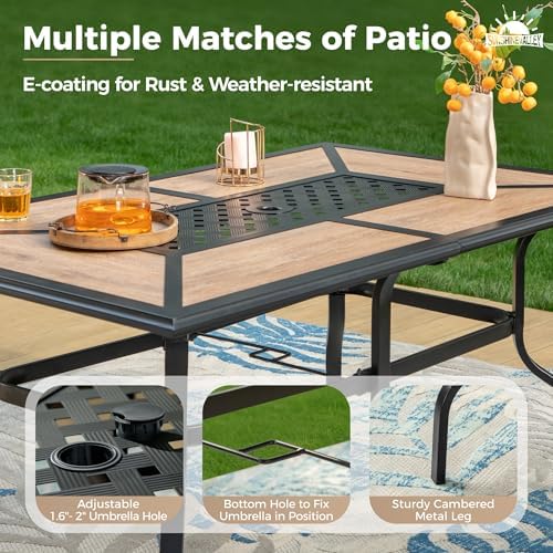 7pc Patio Dining Set, 60”Metal Table & 6 Chairs - Image 5