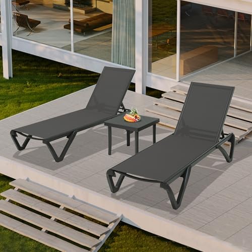 Domi Pool Lounge Chairs, Aluminum Patio Chaise Lounge by domioutdoorliving